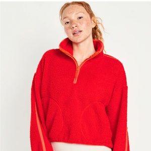 Old Navy Cropped Sherpa 1/4-Zip Pullover